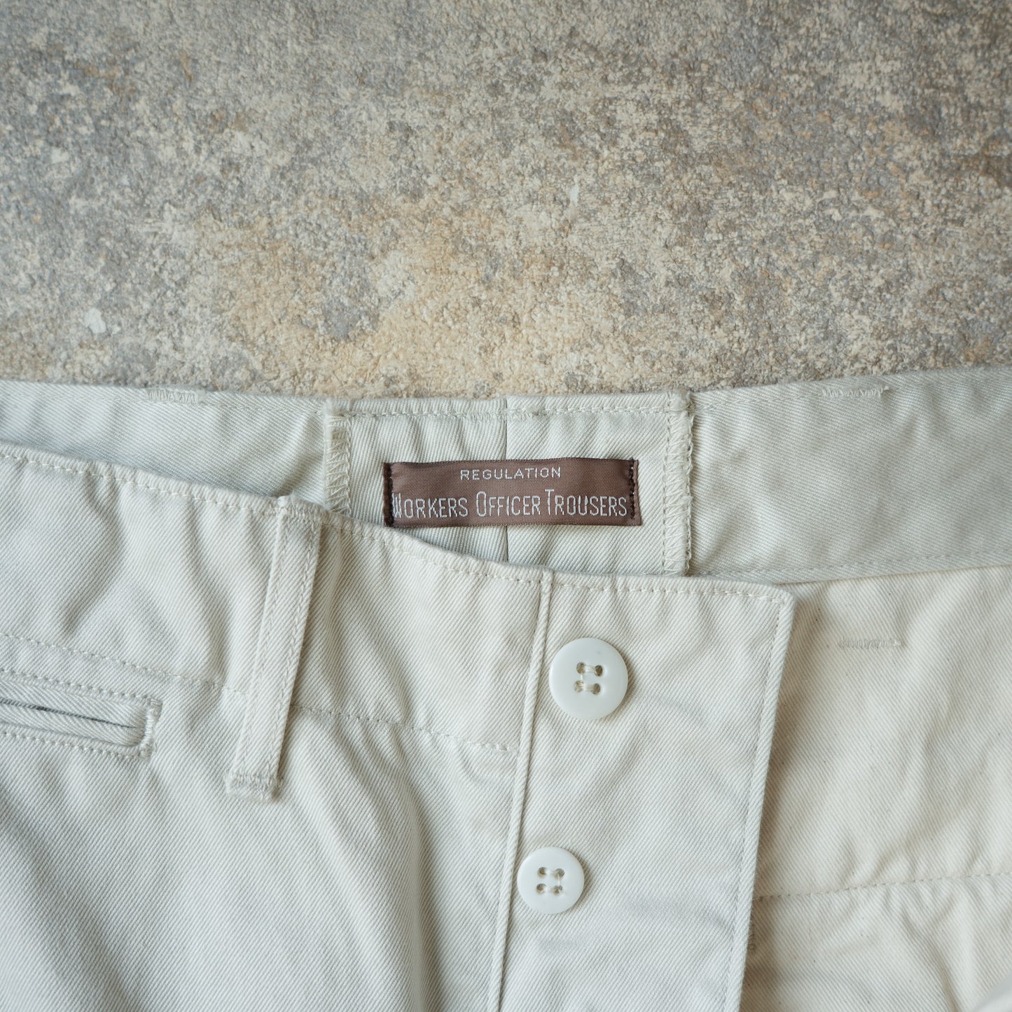 WORKERS_Officer Trousers_Pearl White Chino