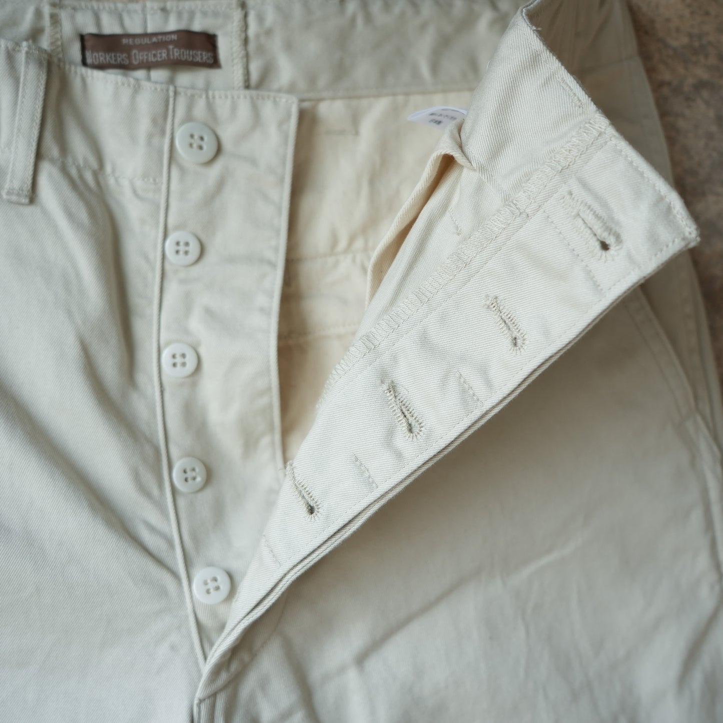 WORKERS_Officer Trousers_Pearl White Chino