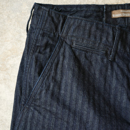 WORKERS_Officer Trousers_Indigo Herringbone