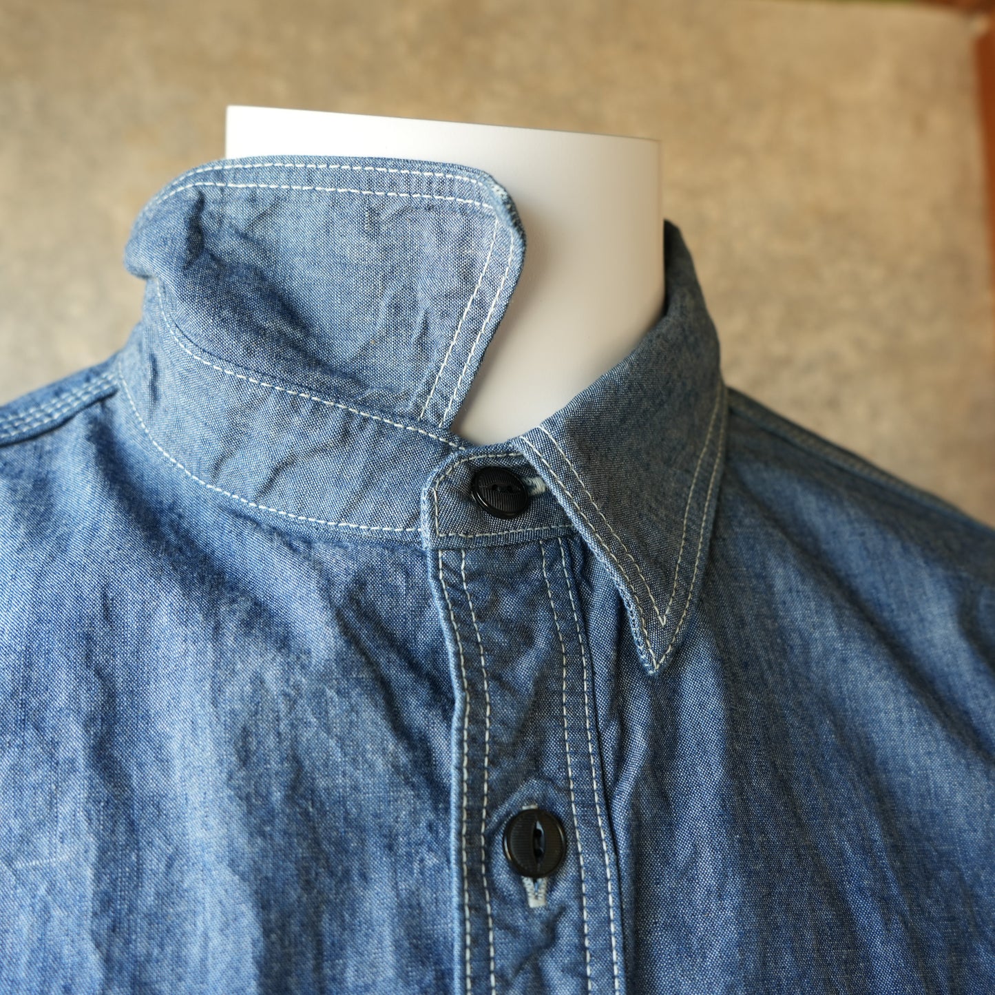 UES_502601_02_2_トリプルステッチワークシャツ_Blue