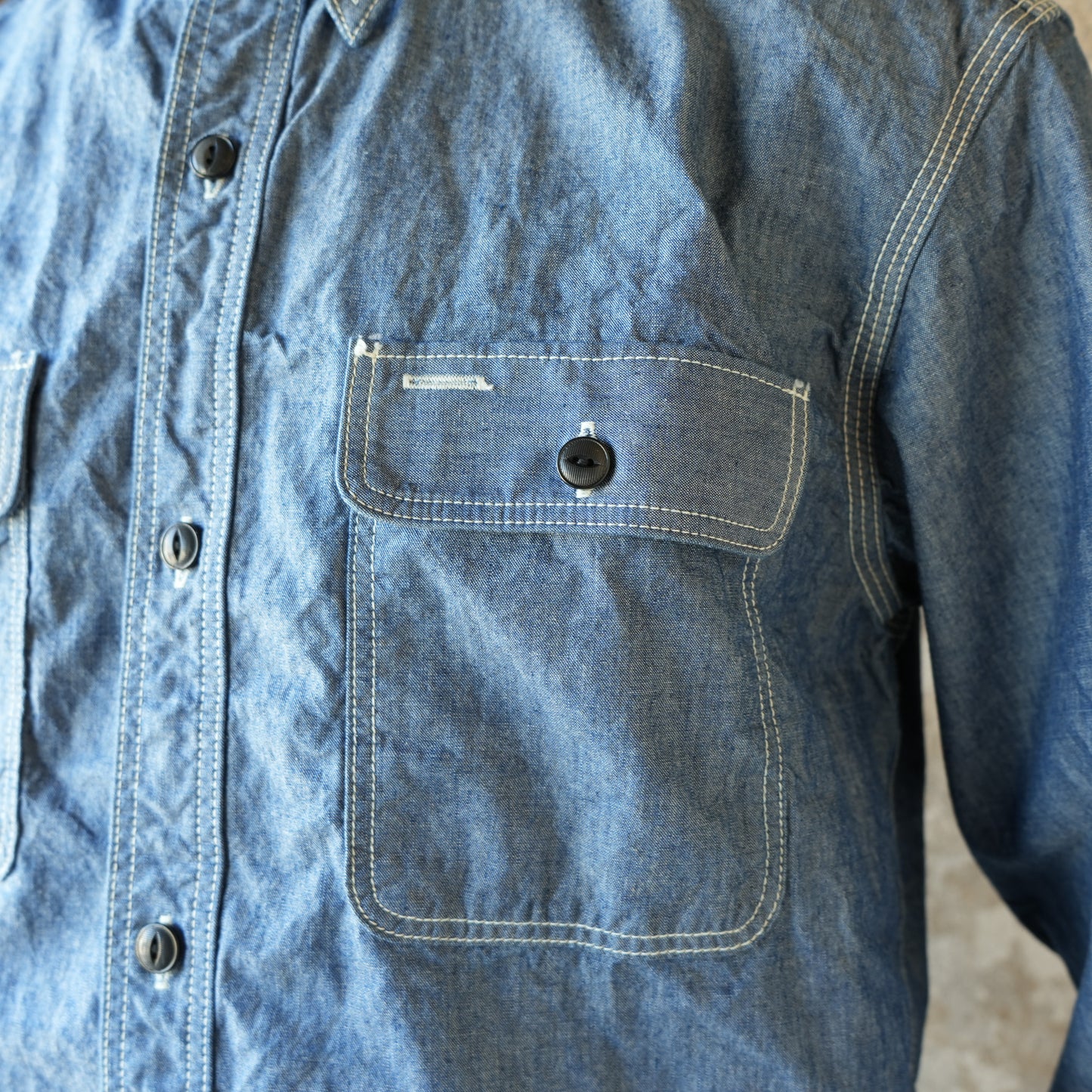 UES_502601_02_2_トリプルステッチワークシャツ_Blue