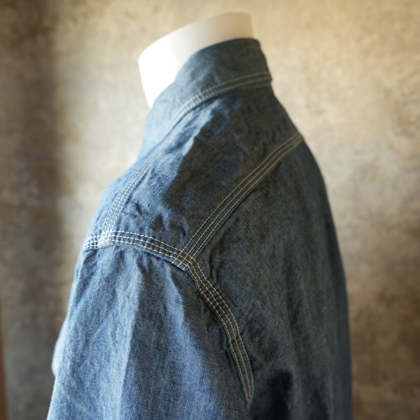 UES_502601_02_2_トリプルステッチワークシャツ_Blue