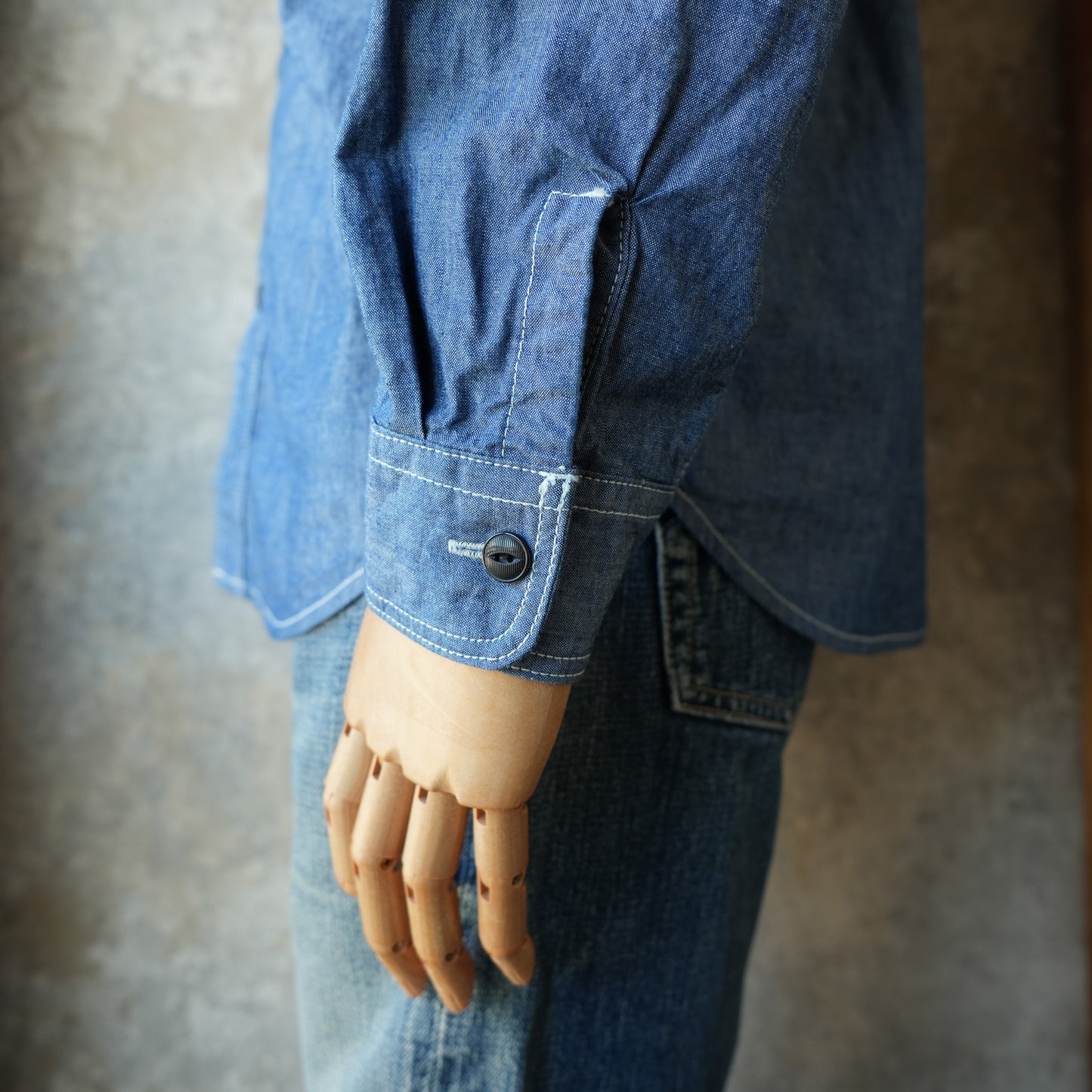 UES_502601_02_2_トリプルステッチワークシャツ_Blue