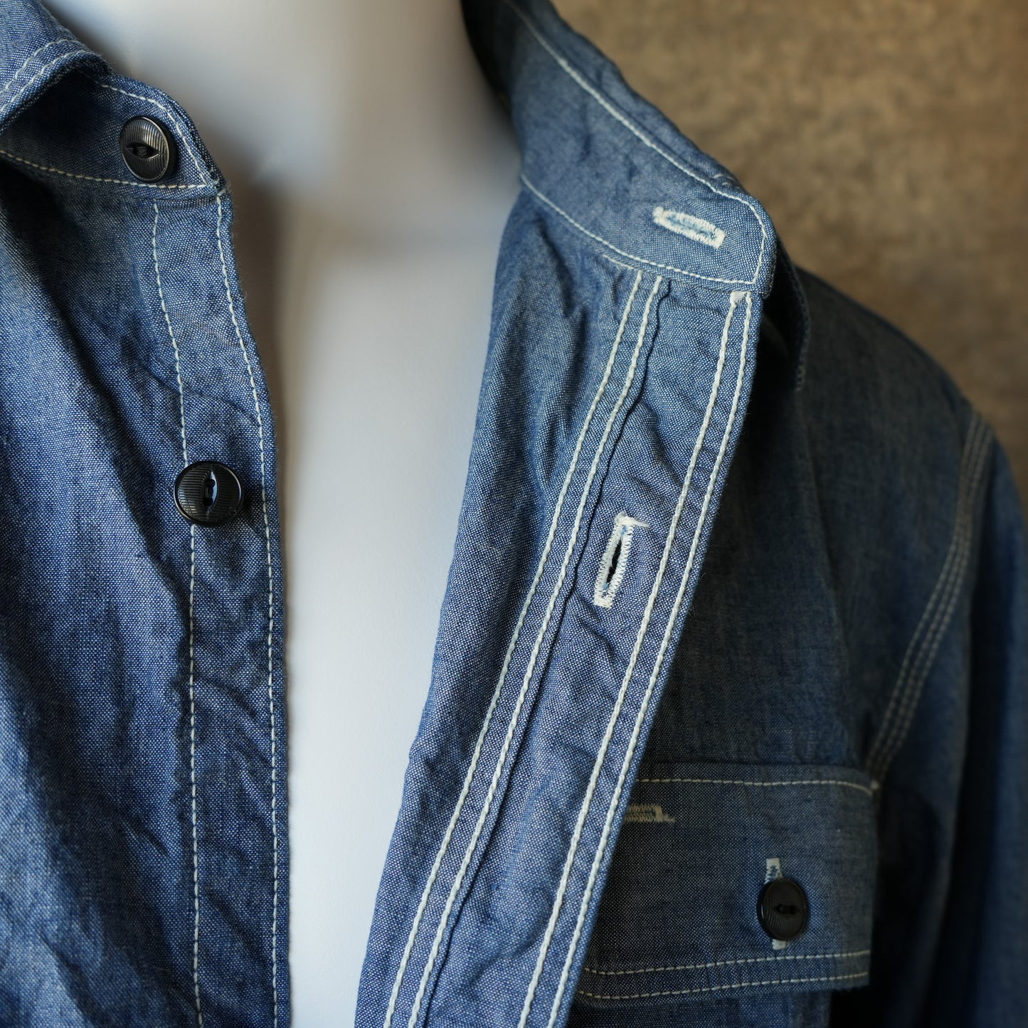 UES_502601_02_2_トリプルステッチワークシャツ_Blue