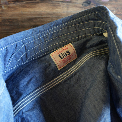 UES_502601_02_2_トリプルステッチワークシャツ_Blue