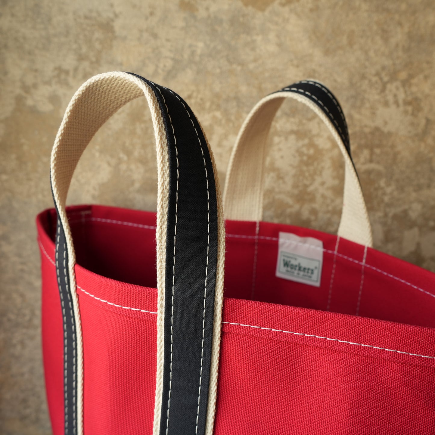 WORKERS_Deluxe Tote Bag_Red Body x Navy Handle