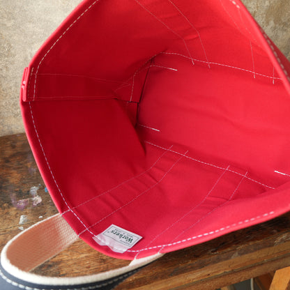 WORKERS_Deluxe Tote Bag_Red Body x Navy Handle