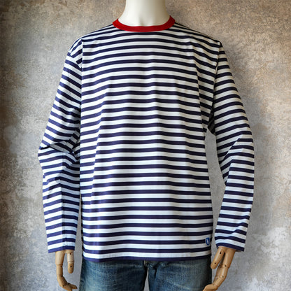 WORKERS_Border T_Long Sleeve_color B/Trim Red x White x Navy