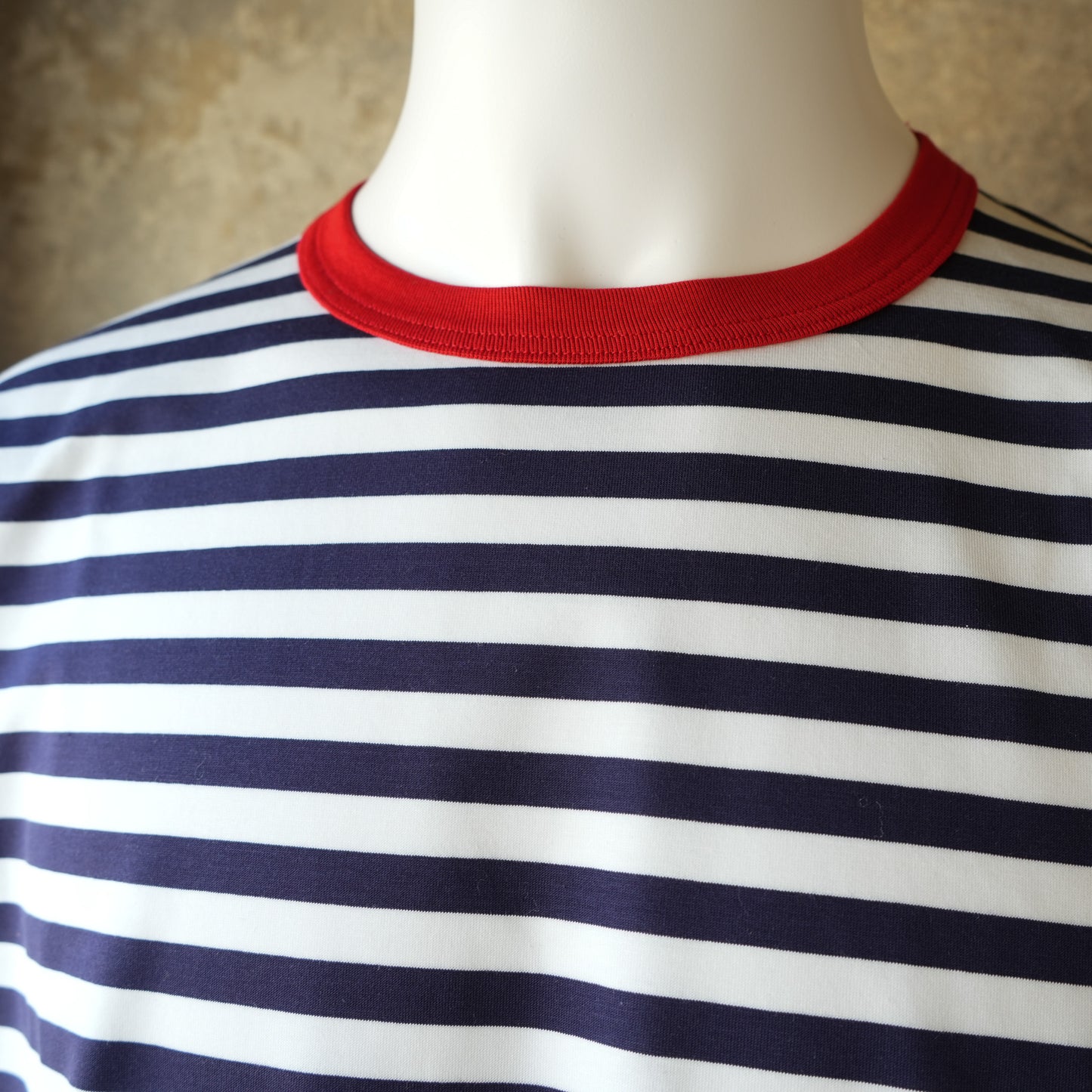 WORKERS_Border T_Long Sleeve_color B/Trim Red x White x Navy
