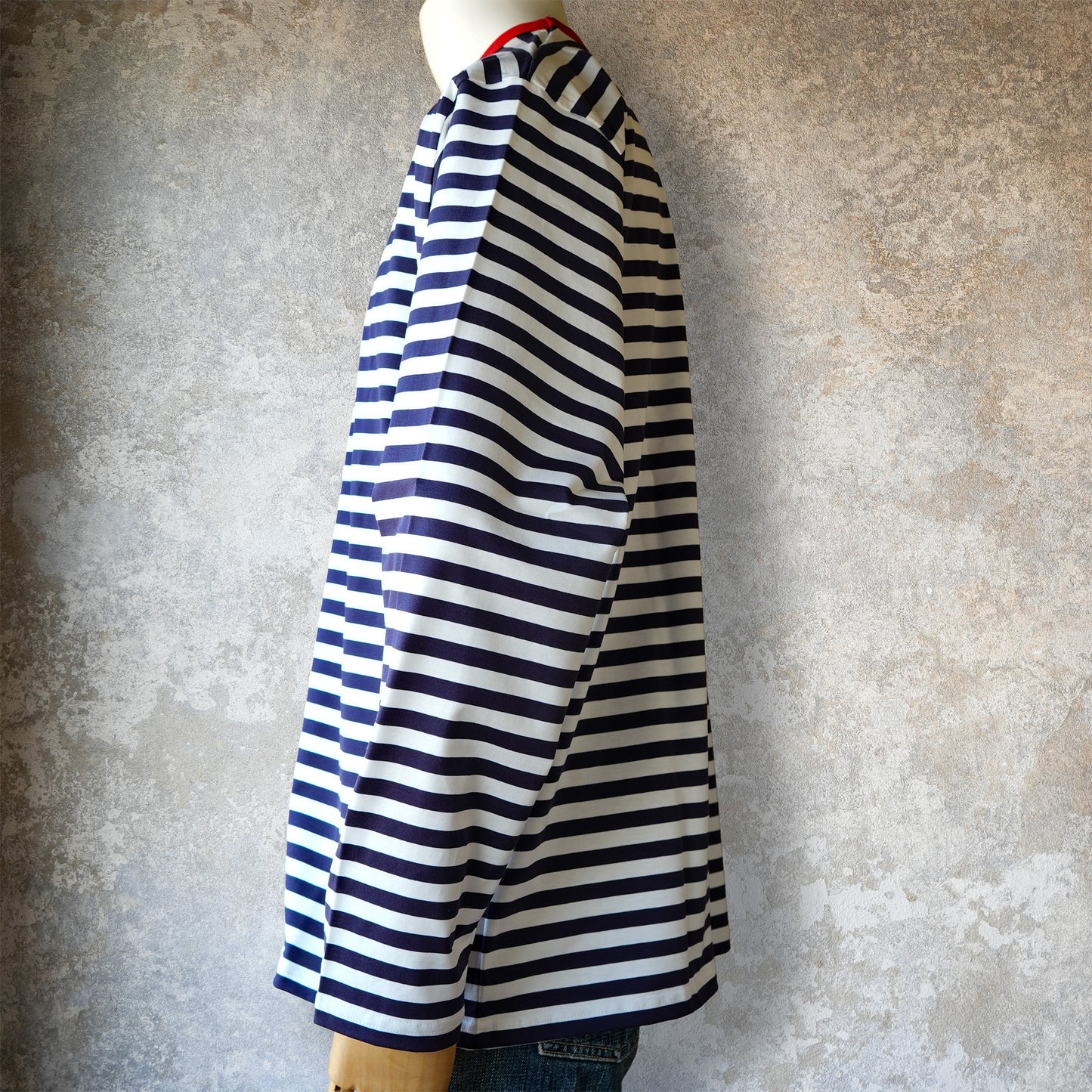 WORKERS_Border T_Long Sleeve_color B/Trim Red x White x Navy