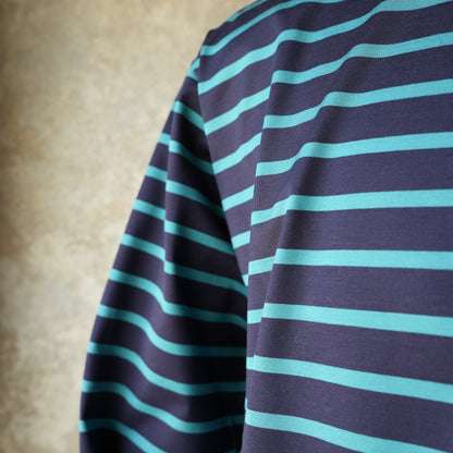 WORKERS_Border T_Long Sleeve_c#E/ Neon Blue x Navy
