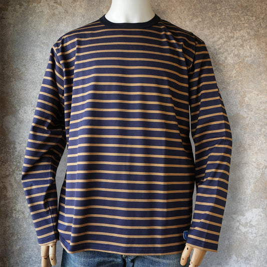 WORKERS_Border T_Long Sleeve_c#F/ Navy x Tabby