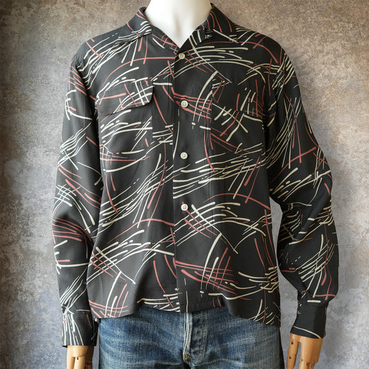 G&F Co._HAWAIIAN SHIRT L/S (HANABI)_INK BLACK