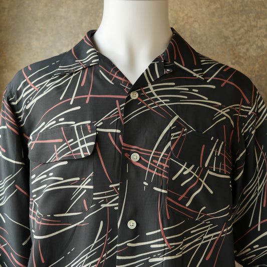 G&F Co._HAWAIIAN SHIRT L/S (HANABI)_INK BLACK