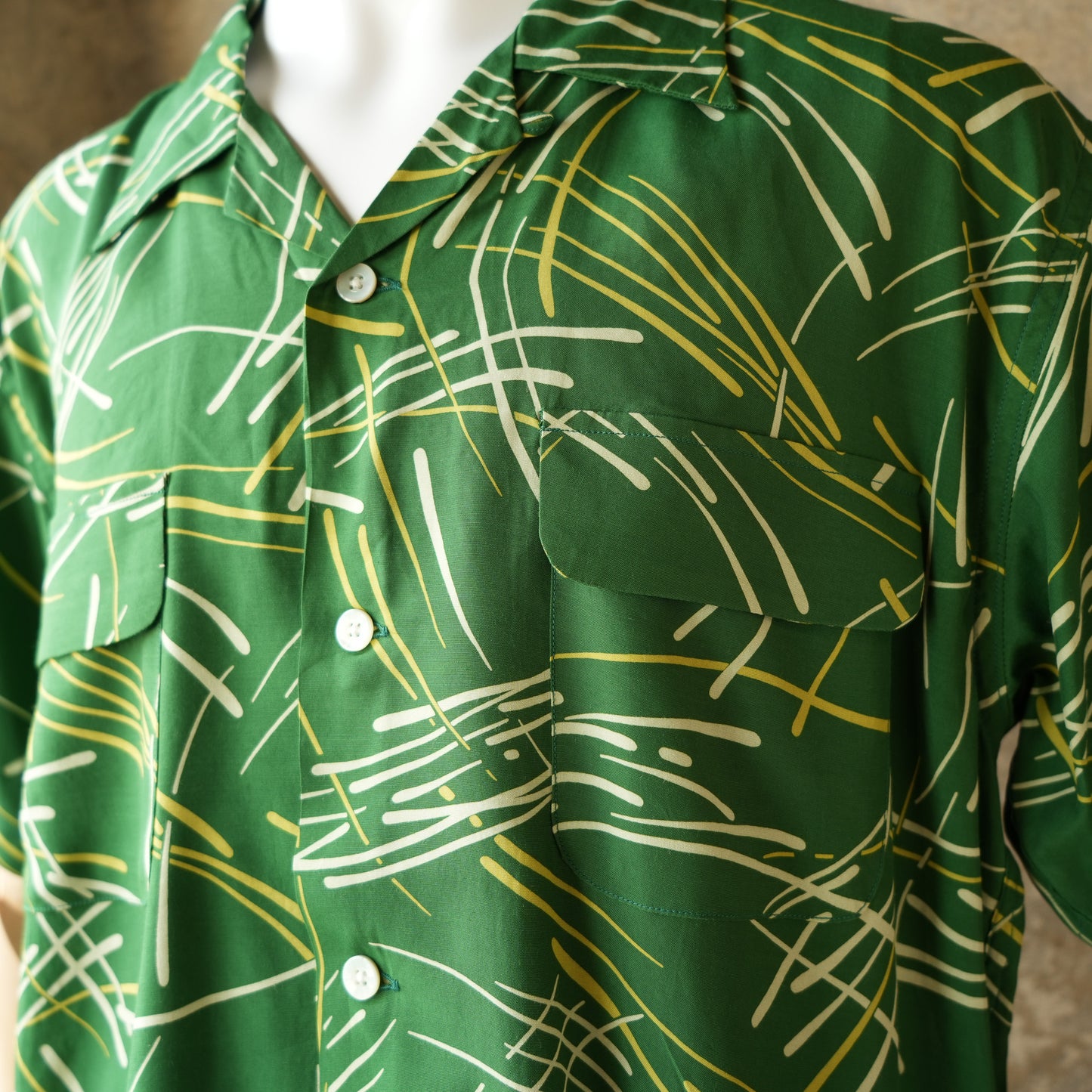 G&F Co._HAWAIIAN SHIRT S/S (HANABI)_GREEN