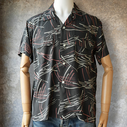 G&F Co._HAWAIIAN SHIRT S/S (FIREWORKS)_INK BLACK