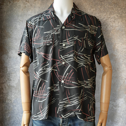 G&F Co._HAWAIIAN SHIRT S/S (HANABI)_INK BLACK
