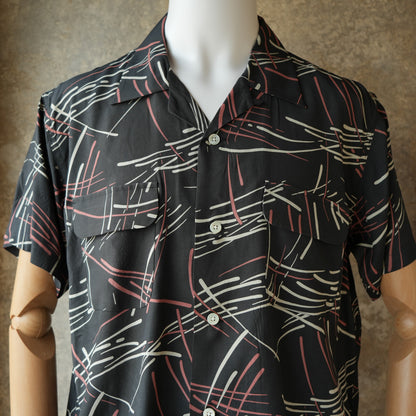 G&F Co._HAWAIIAN SHIRT S/S (FIREWORKS)_INK BLACK