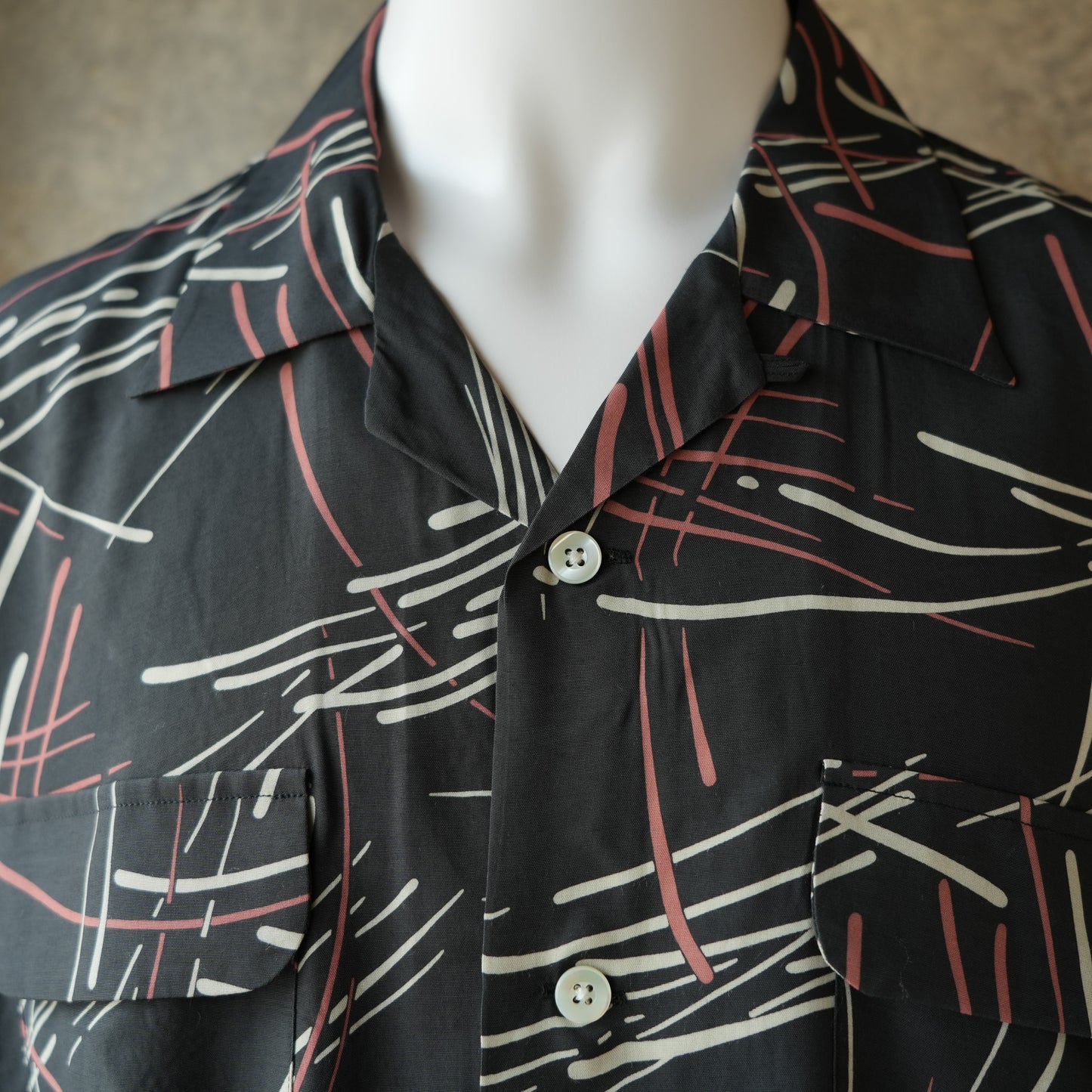 G&F Co._HAWAIIAN SHIRT S/S (FIREWORKS)_INK BLACK