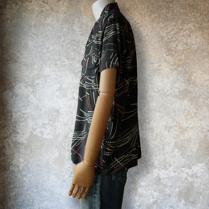 G&F Co._HAWAIIAN SHIRT S/S (FIREWORKS)_INK BLACK