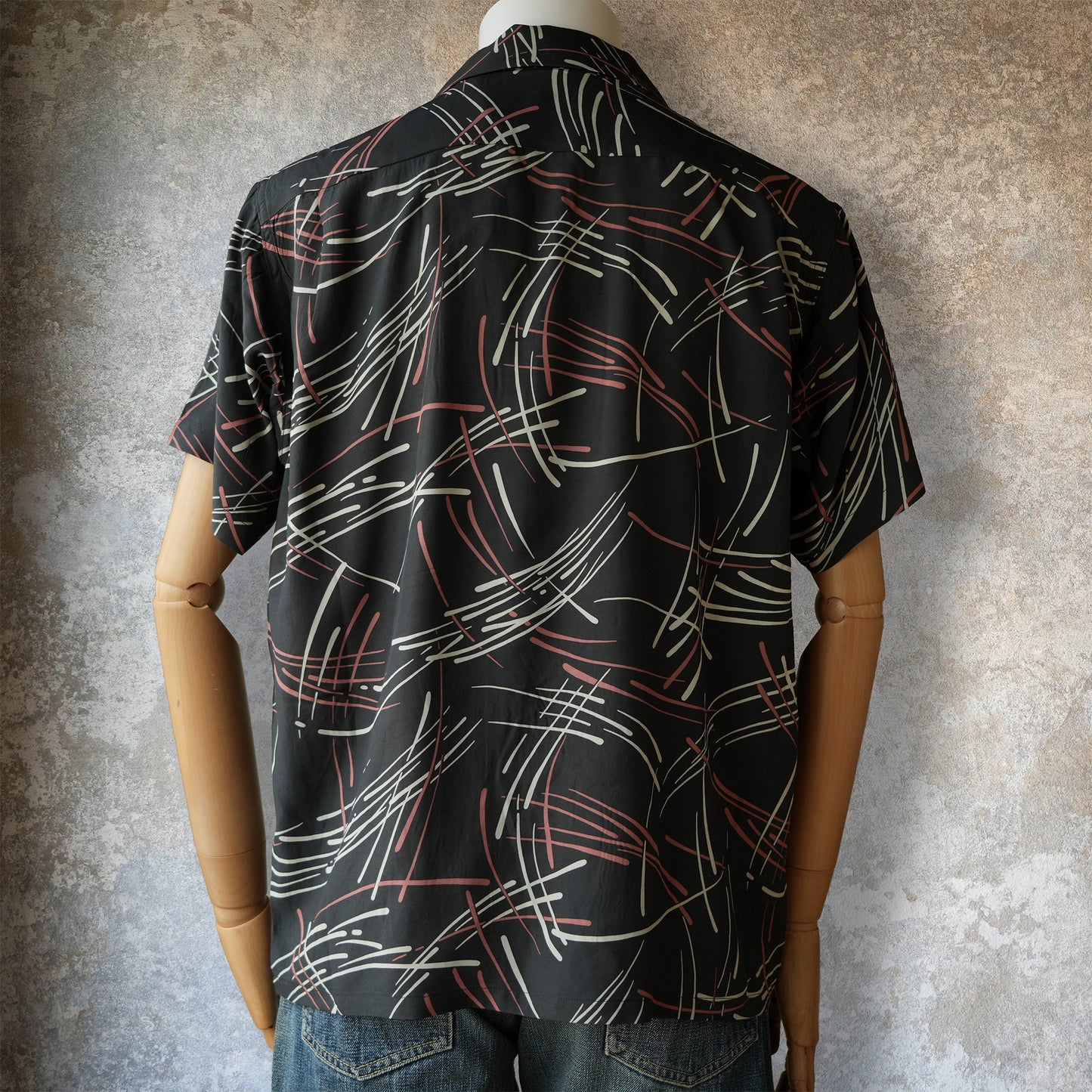 G&F Co._HAWAIIAN SHIRT S/S (FIREWORKS)_INK BLACK