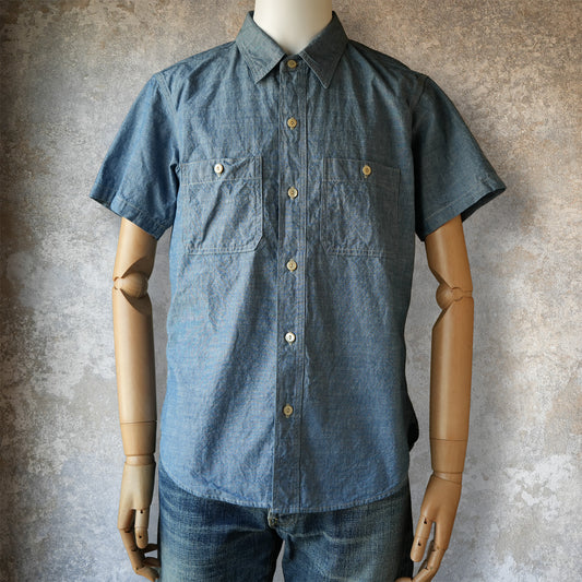 DELUXEWARE_WWS-33S_SHORT WORK SHIRT_INDIGO