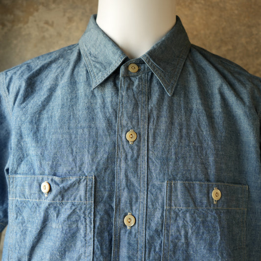 DELUXEWARE_WWS-33S_SHORT WORK SHIRT_INDIGO