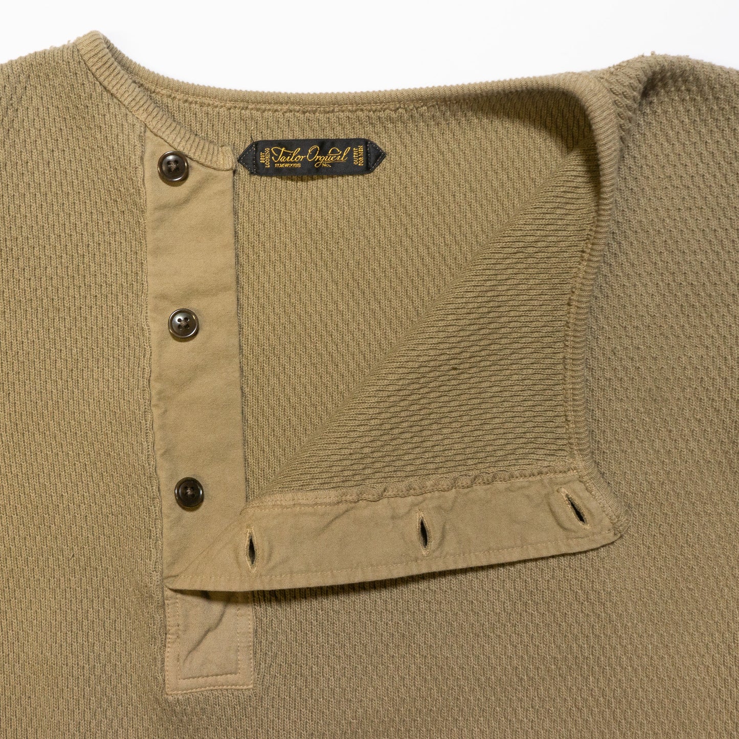 ORGUEIL_OR-9101_Thermal Henry Neck Shirt_Khaki