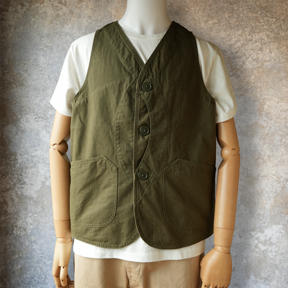 TCB Jeans_Huntsman Vest_Neppy Green Herringbone