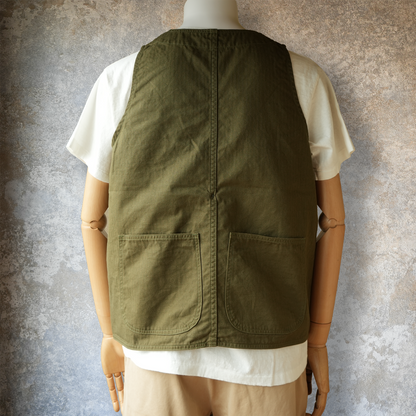 TCB Jeans_Huntsman Vest_Neppy Green Herringbone