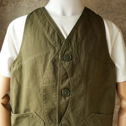 TCB Jeans_Huntsman Vest_Neppy Green Herringbone