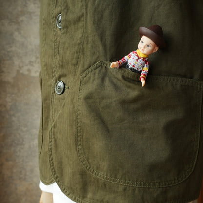 TCB Jeans_Huntsman Vest_Neppy Green Herringbone