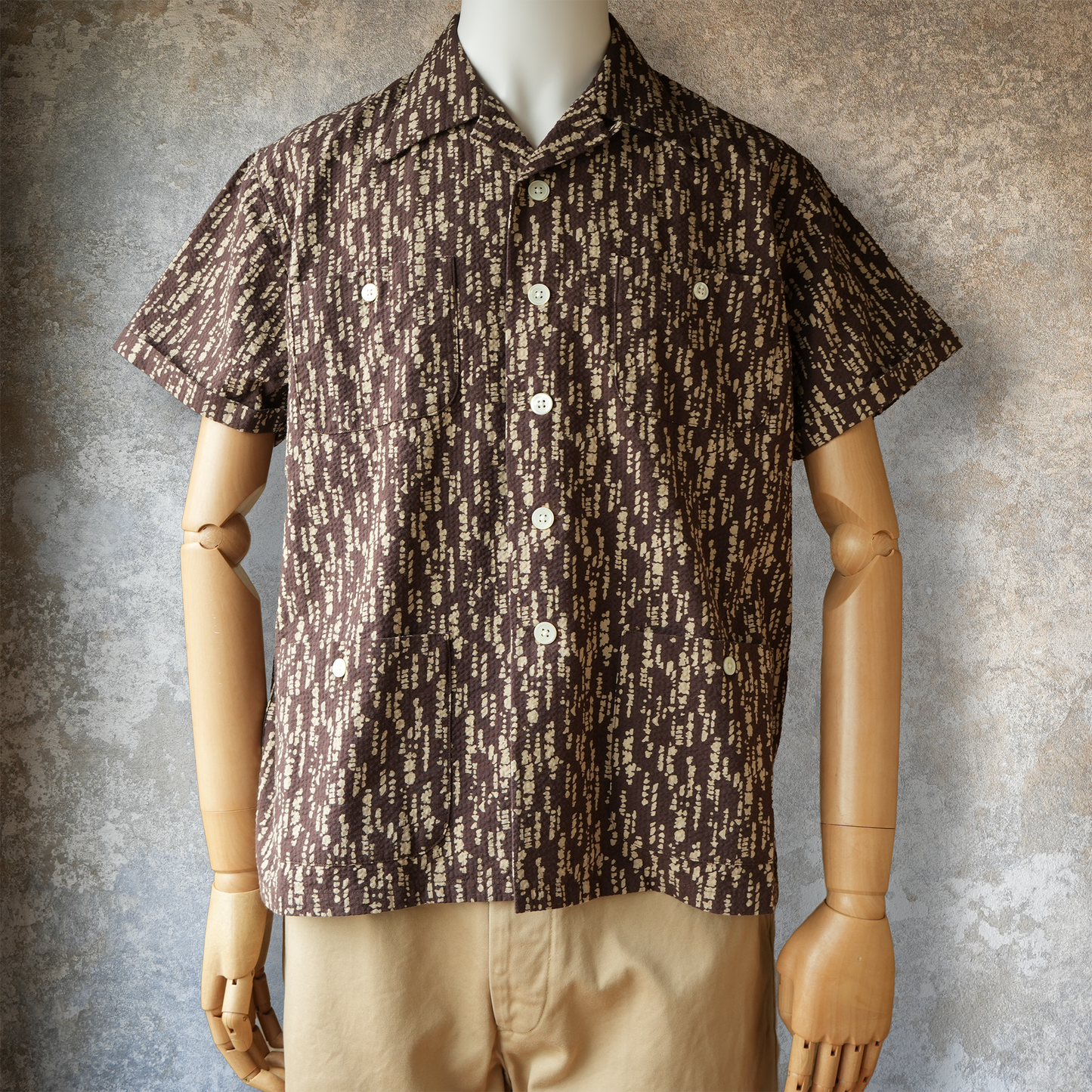 G&F Co. Seersucker Beach Shirt Printed Brown