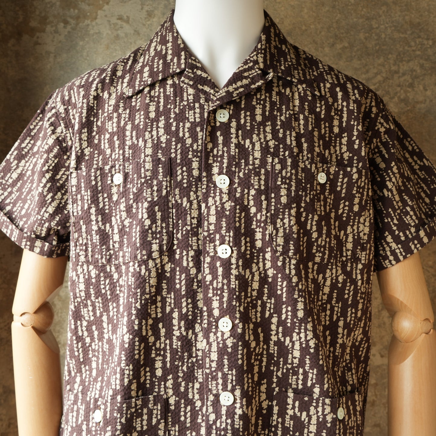 G&F Co. Seersucker Beach Shirt Printed Brown
