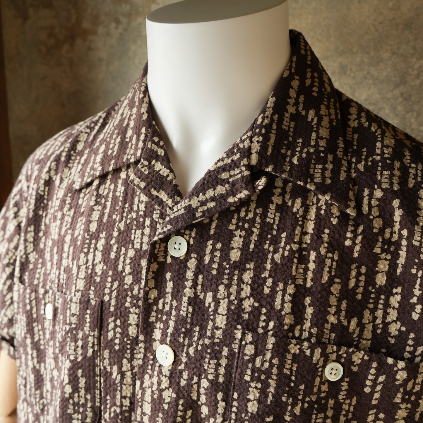 G&F Co. Seersucker Beach Shirt Printed Brown