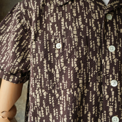 G&F Co. Seersucker Beach Shirt Printed Brown
