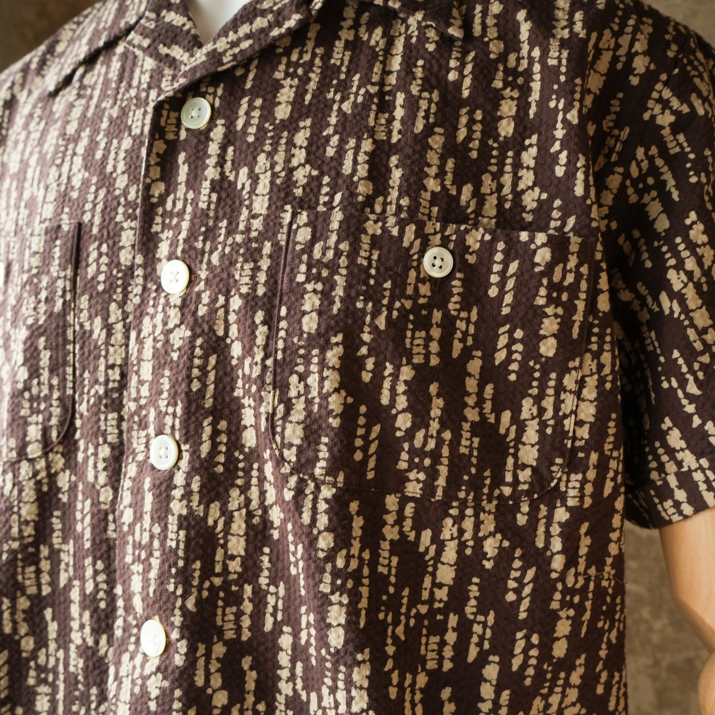 G&F Co. Seersucker Beach Shirt Printed Brown