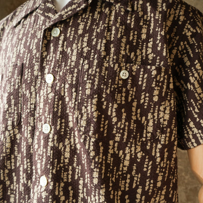 G&F Co. Seersucker Beach Shirt Printed Brown