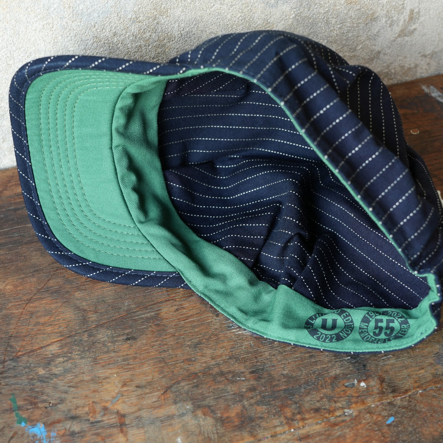 UES_82W-0_Indigo-Streifen Work Cap limitiertes Modell
