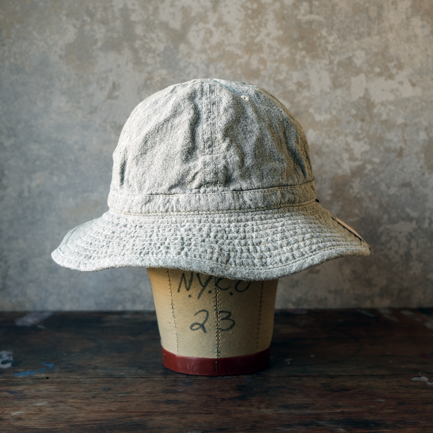 THE H.W.DOG&CO_D-01139_LINEN FATIGUE HAT_LIGHT GRAY