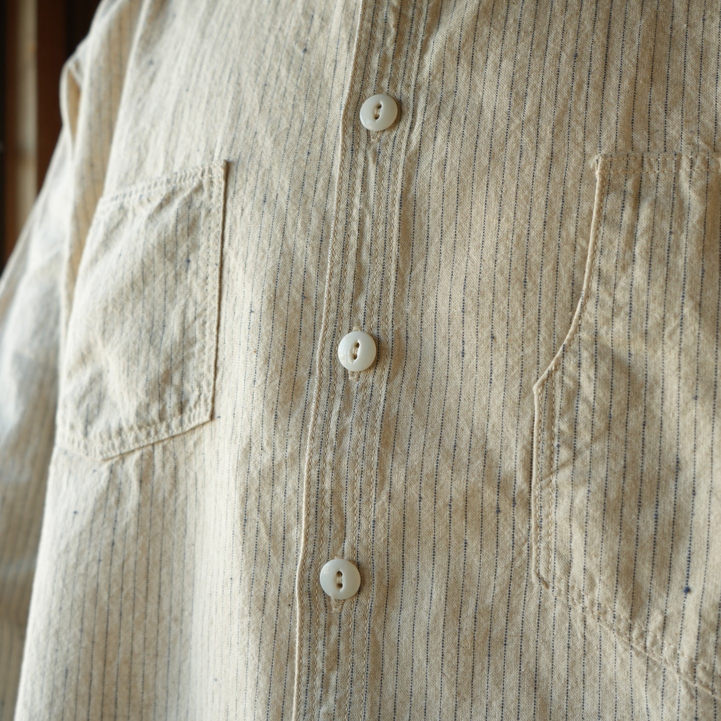TCB Jeans_Detachable Collar Work Shirt_Beige Stripe 2026