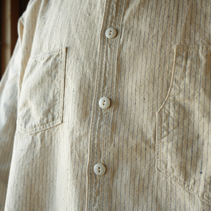 TCB Jeans_Detachable Collar Work Shirt_Beige Stripe 2026