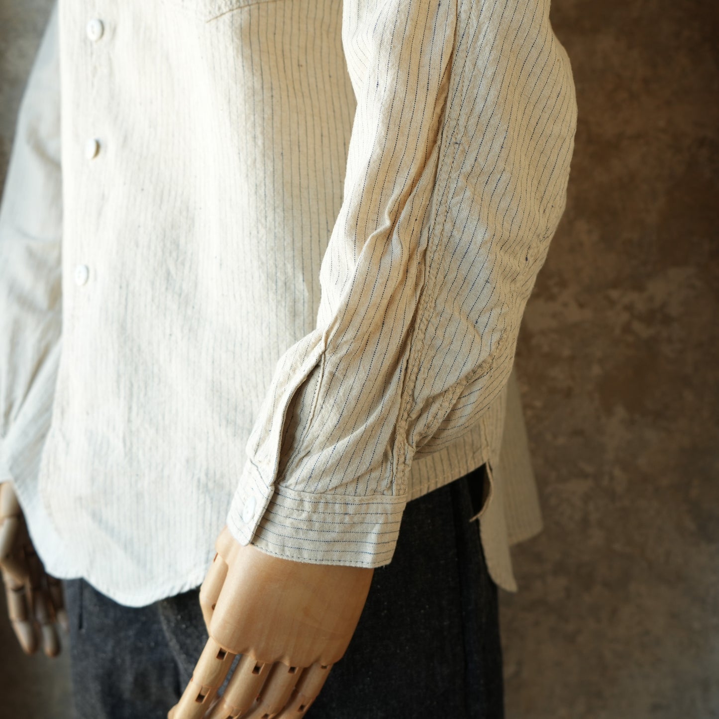 TCB Jeans_Detachable Collar Work Shirt_Beige Stripe 2026