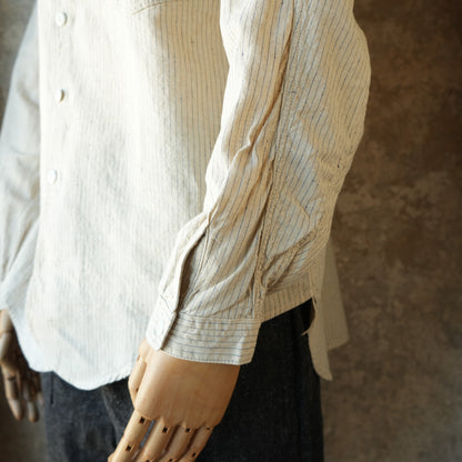 TCB Jeans_Detachable Collar Work Shirt_Beige Stripe 2026