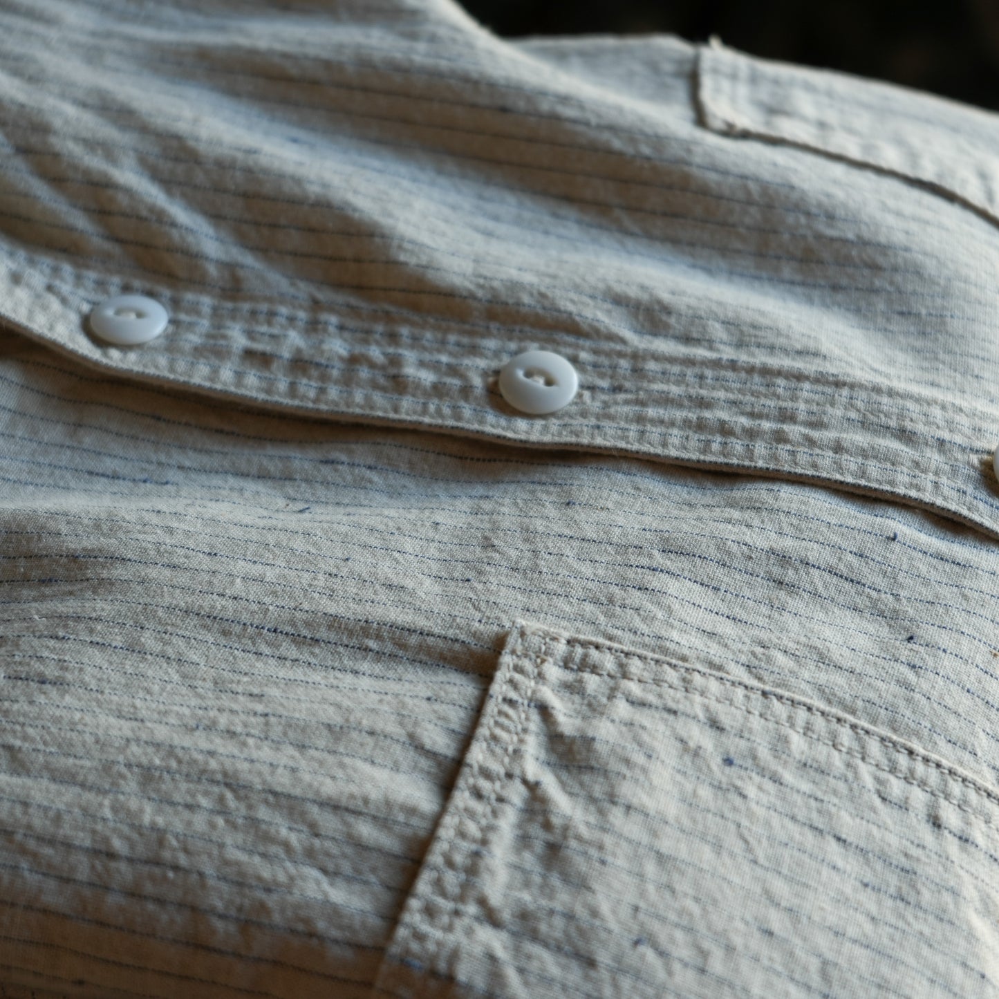 TCB Jeans_Detachable Collar Work Shirt_Beige Stripe 2026
