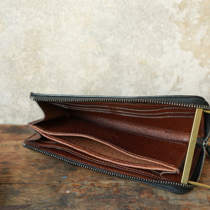 SpiralDance_L ZIP WALETT_WILD BOAR_BLACK × BROWN