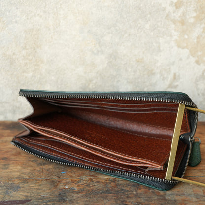 SpiralDance_L ZIP WALETT_WILD BOAR_GREEN × BROWN