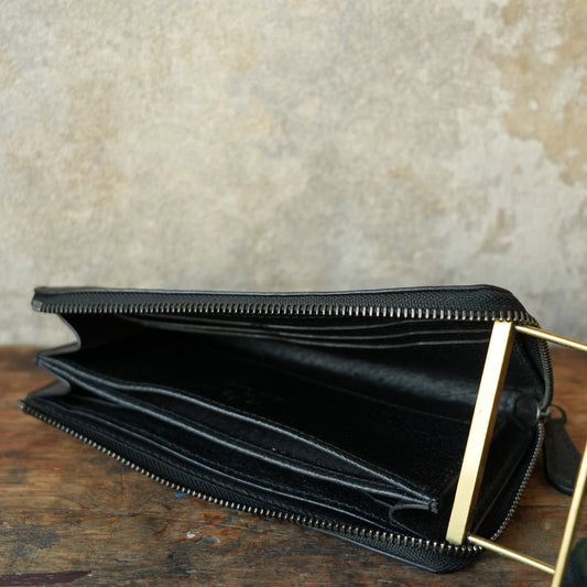 SpiralDance_L ZIP WALETT_WILD BOAR_ALL BLACK