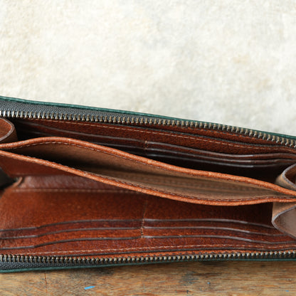 SpiralDance_L ZIP WALETT_WILD BOAR_GREEN × BROWN