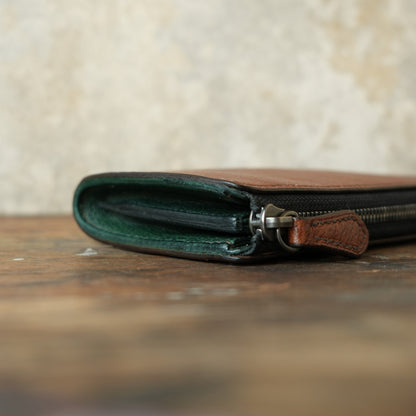 SpiralDance_L ZIP WALETT_WILD BOAR_BROWN × GREEN